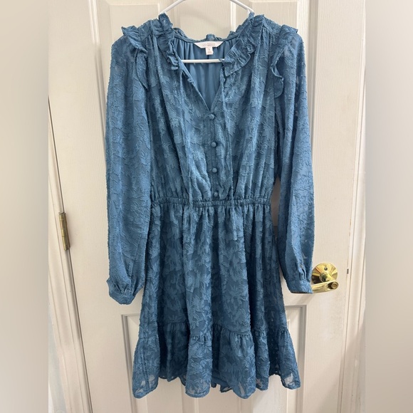 LC Lauren Conrad Blue Lace Mini Dress - Picture 1 of 8